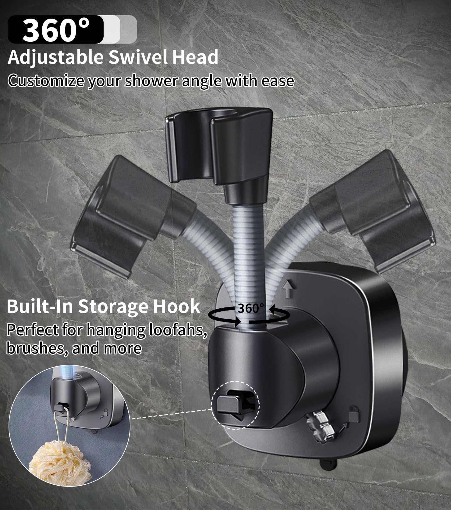 Supporto per doccia portatile Supporto per soffione doccia Accessorio per il bagno Supporto per doccia con ventosa girevole a 360° Base a ventosa | Leroy Merlin