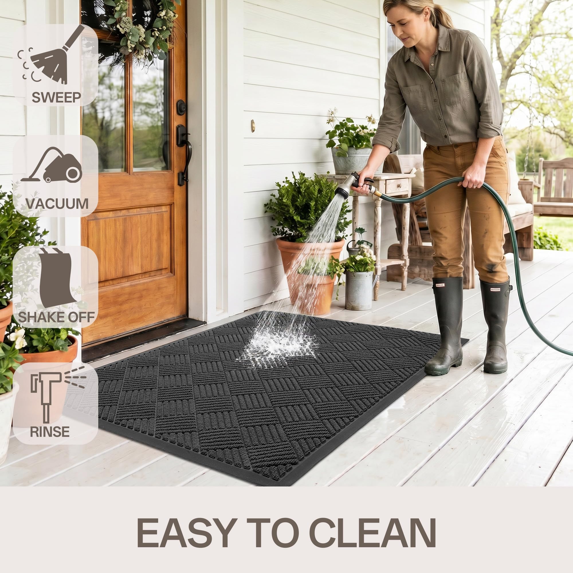 Amyracel Front Door Mat 3'x4', Heavy Duty Waterproof Commercial Floor Mat — Amazon image 5