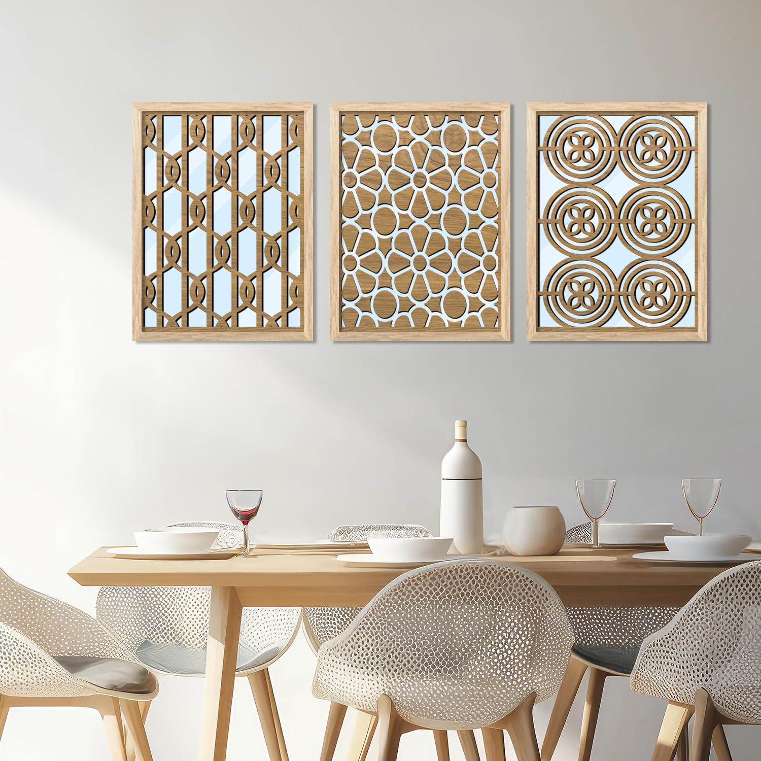 kotart Wood Mirrors For Home Art Decoration|Wall Mirror Decor Panel Wooden Rectangular Frames Wall Decor||Jharokha Frames Mirror For Bedroom Office-Set Of 3 (Mirror Decor 3, Small) 10X13 Inch-image-19