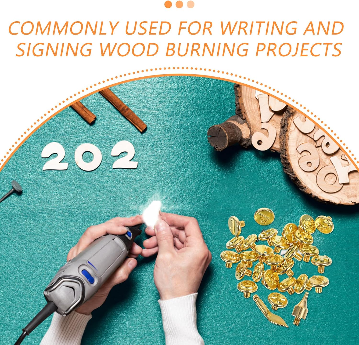 26 Letters Wood Burning Tips Set, Copper Wood Burning Letter Stamps for DIY Pyrography, Woodworking, Carving, Craft Projects