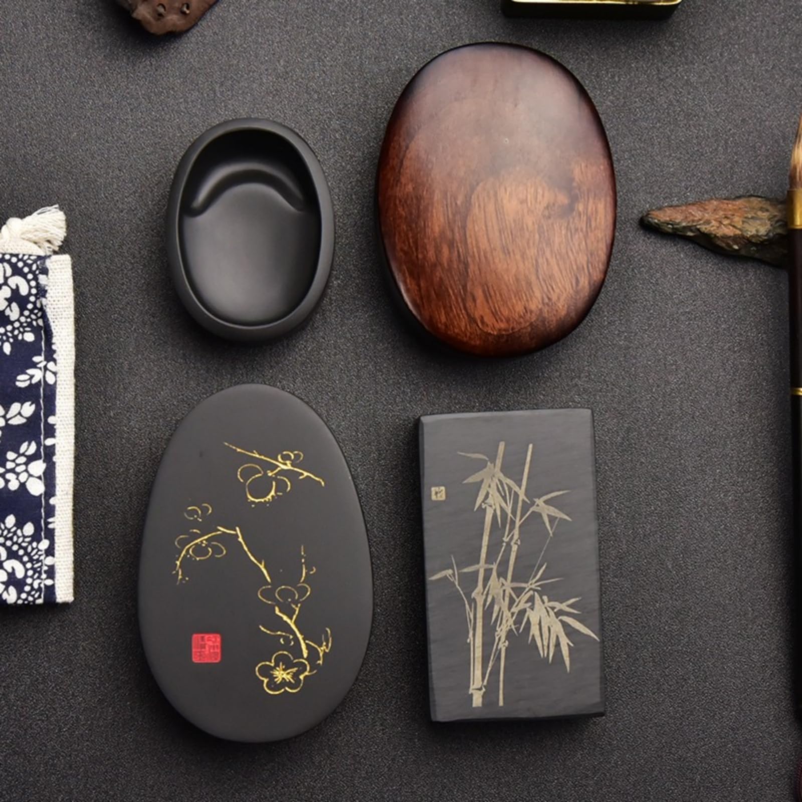 Amazon | Eeeza 硯 硯石 天然原石 墨池 すずり 書道 本石 唐硯 文鎮 朱