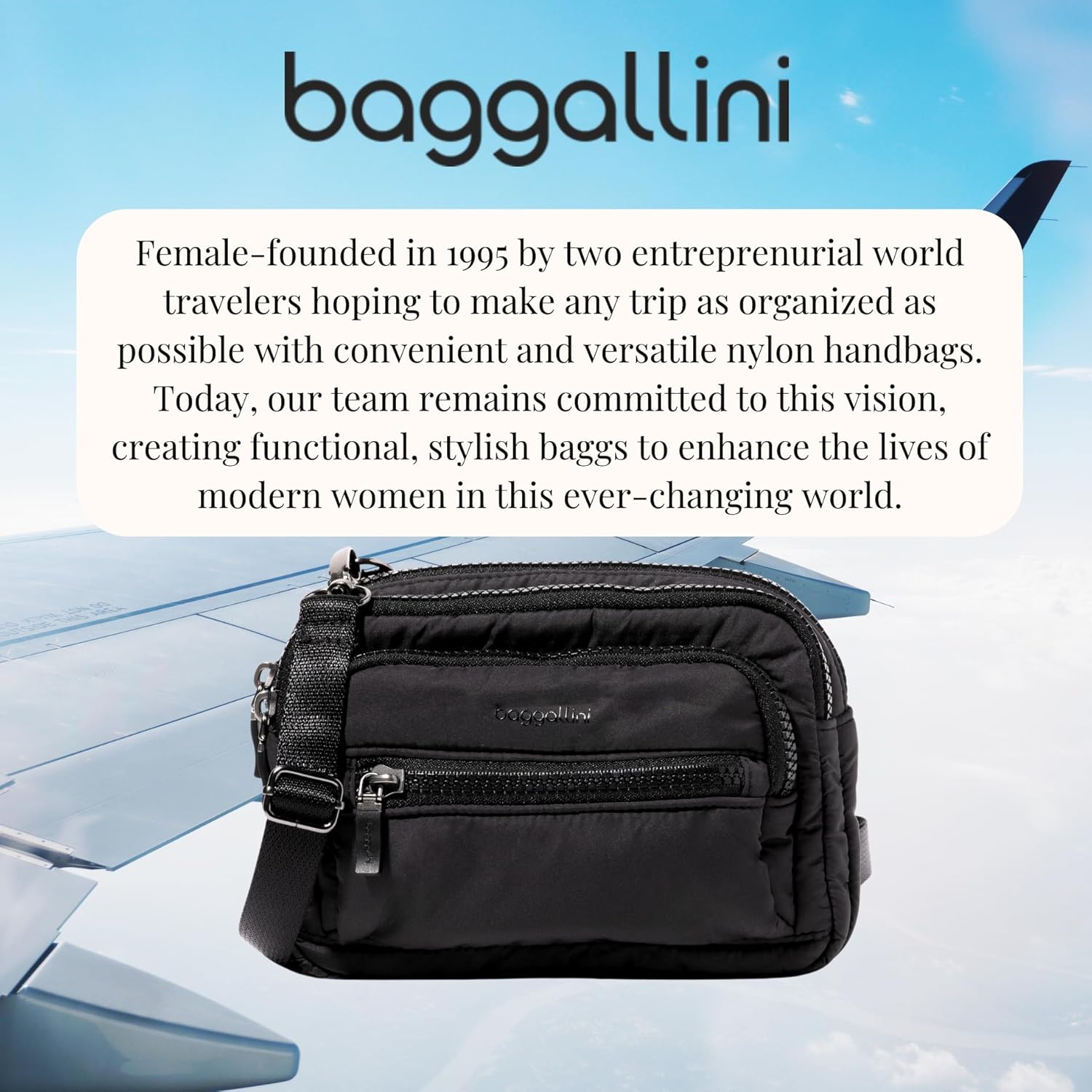 Baggallini Triple Zip Small Crossbody Bag for Women - 8x6 Lightweight Convertible Fanny Pack Belt Bag - Image 6