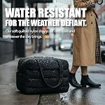 Puffer Gym Bag for Women, Quilted Travel Duffle Bag with Shoe Compartment & Laptop Sleeve, Water-Resistant Weekender, Structured Base, Carry-On Friendly Size - 23L Black