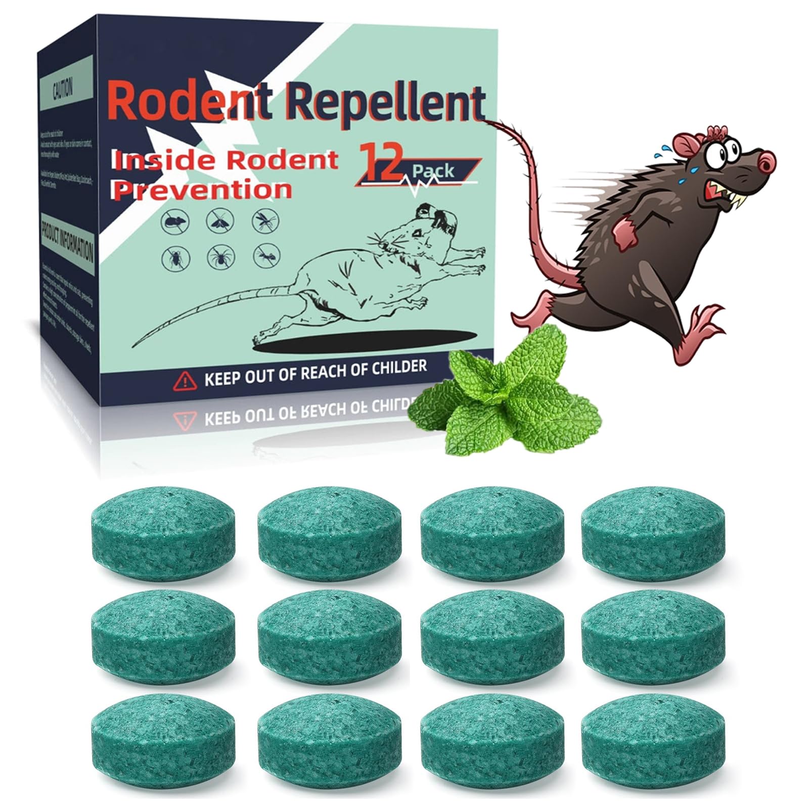 Natural Peppermint Oil Rat & Mouse Repellent Balls - 12 Pack