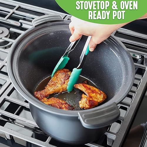 Miniatura 4 de Olla de cocción lenta eléctrica antiadherente de 6 cuartos de galón, olla de cocción lenta de cerámica programable con temporizador digital, tapa