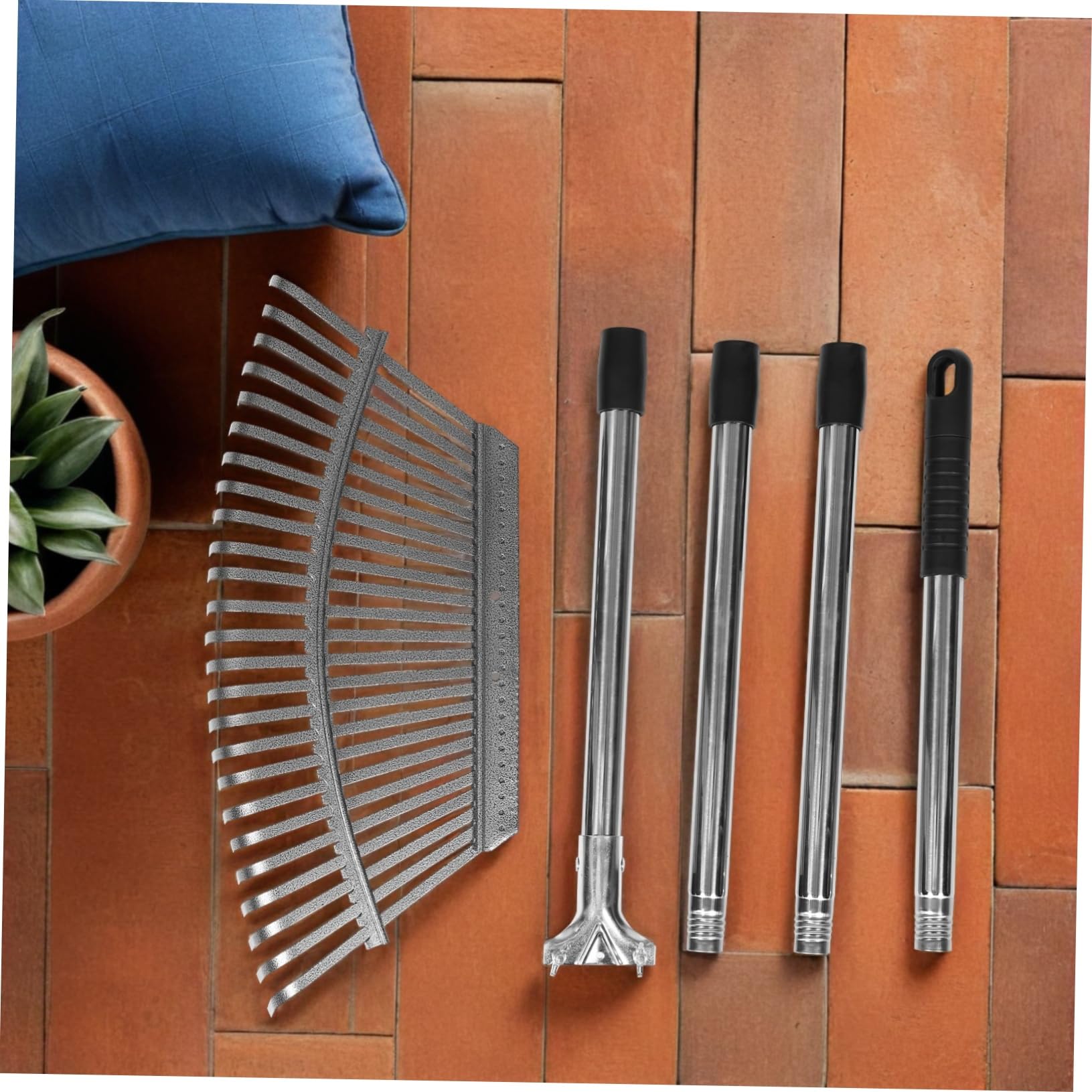 Rastrillo De Jardín De Metal Pequeño y Resistente Rastrillo para Jardinería para Césped y Jardinería con Mango De Acero Dientes