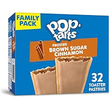Kelloggs Pop-Tarts Frosted Brown Sugar Cinnamon - Toaster Pastries Breakfast for Kids, Family Pack 32 Count