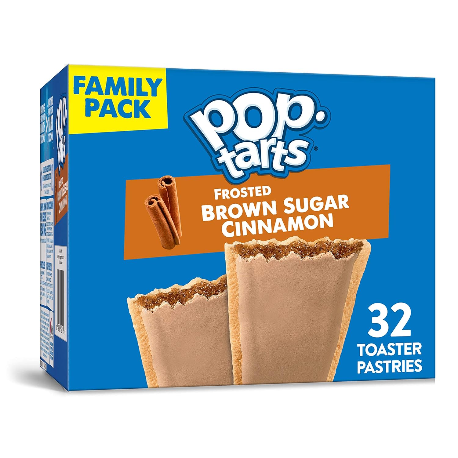 Kellogg's Pop-Tarts Frosted Brown Sugar Cinnamon - Toaster Pastries Breakfast for Kids, Family Pack (32 Count), 56.4 Ounce