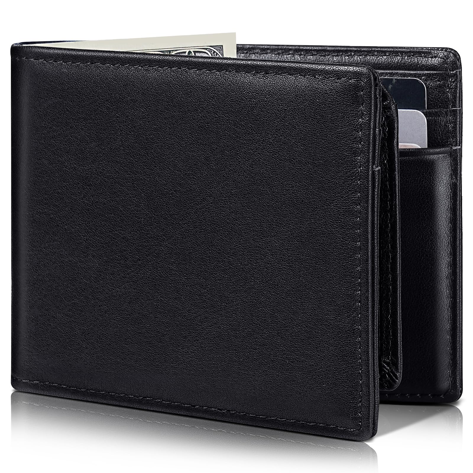 Artpaxy Mens Wallet Bifold Genuine Leather RFID Blocking Wallet for Men with 2 ID Windows 12 Card Holders 2 cash pockets 1 Gift Box