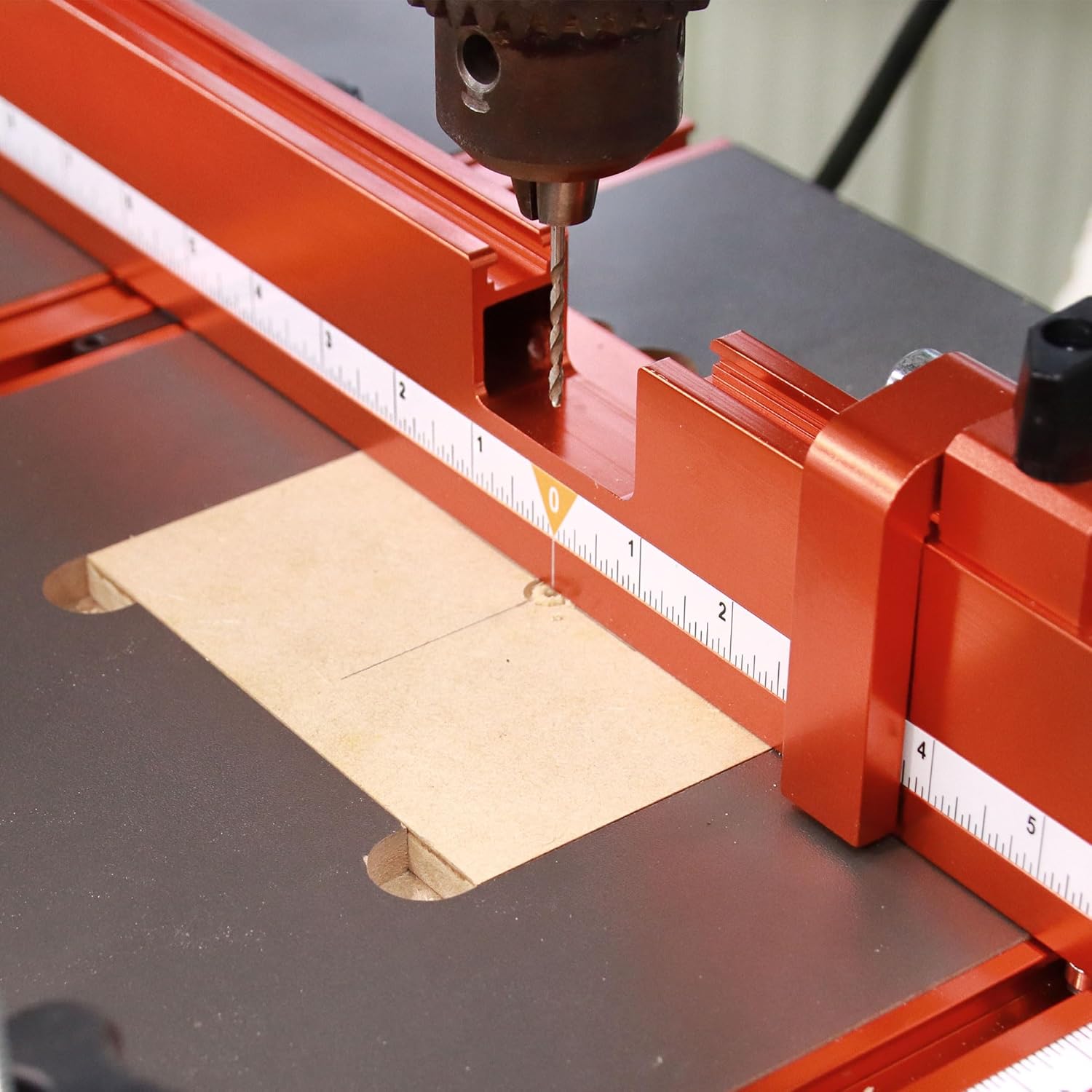 O'SKOOL Drill Press Table with Adjustable Aluminum Fence, Flip Stop, and Replaceable Insert – Fits 12-Inch and Larger Drill Presses – 23-5/8" x 15" x 1" MDF Work Surface, DAB022