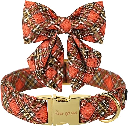 Miniatura 30 de Unique style paws Collar de perro Bowtie Collar de sandía de algodón Collar de verano ajustable para perros pequeños, medianos y grandes - S