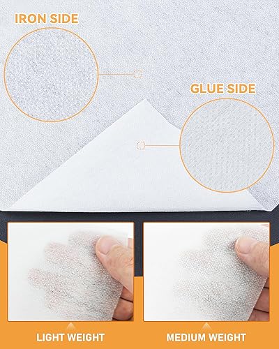 Miniatura 3 de PLANTIONAL Interfaz fusible no tejida termoadhesiva blanca 39 x 72 pulgadas Interfaz no tejida ligera de poliéster de una cara para suministros de