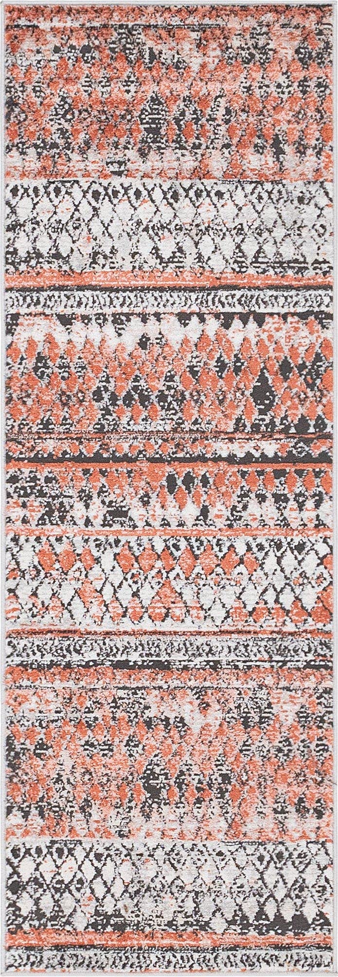 Rugs.com Leipzig Collection Runner Rug – 6 Ft Runner Salmon Low-Pile Rug Perfect for Hallways, Entryways