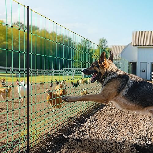 Miniatura 18 de VEVOR Red eléctrica para cerca, 50 pulgadas de alto x 164 pies de largo, valla de red de ganado con postes y estacas, redes de malla portátiles