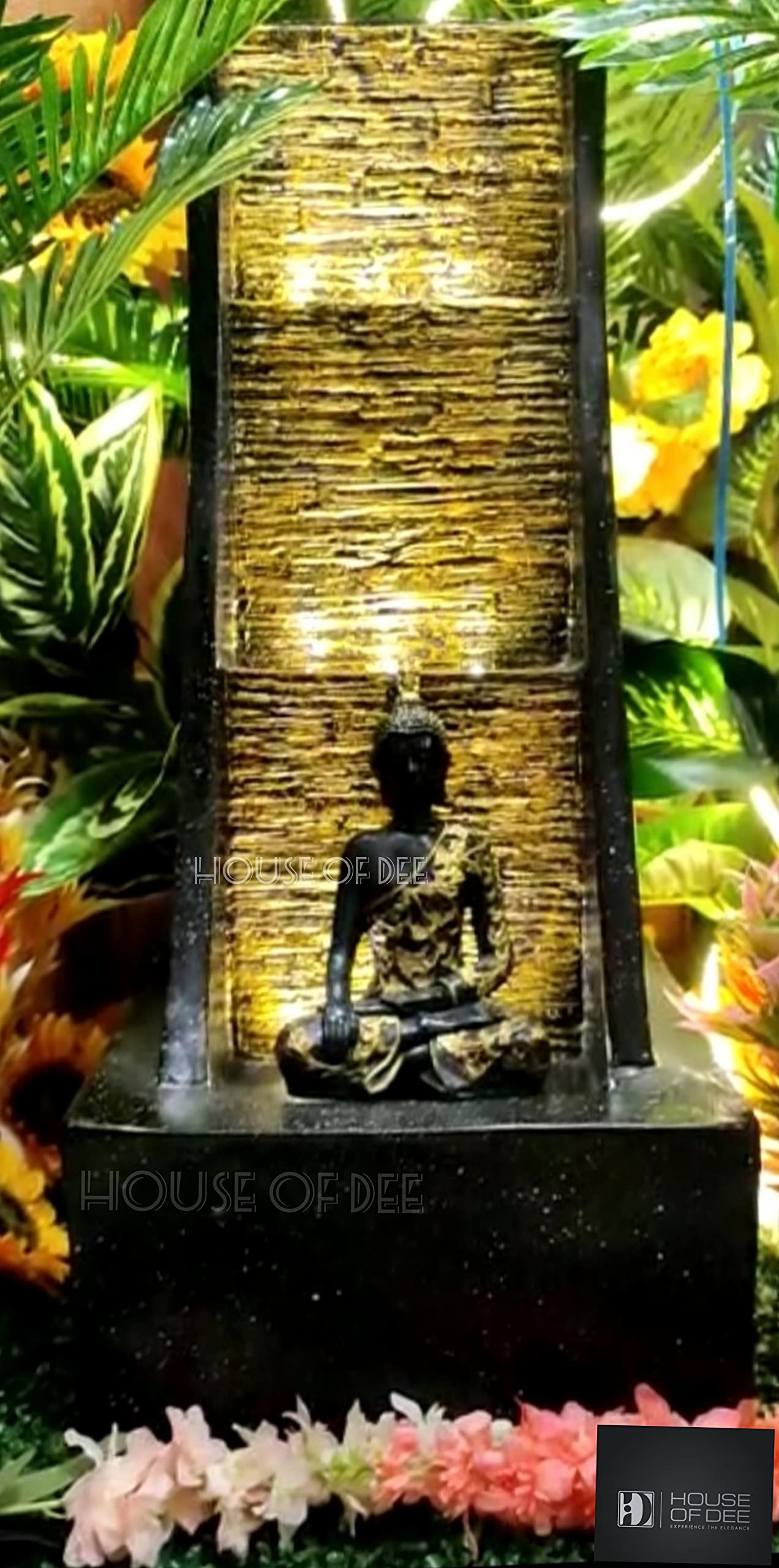 House Of Dee Big Slate Fountain for Living Room Home Decor Garden Decoration and Drawing Room 100x 45 cm x 45 cm (Black Golden Steps)-image-37