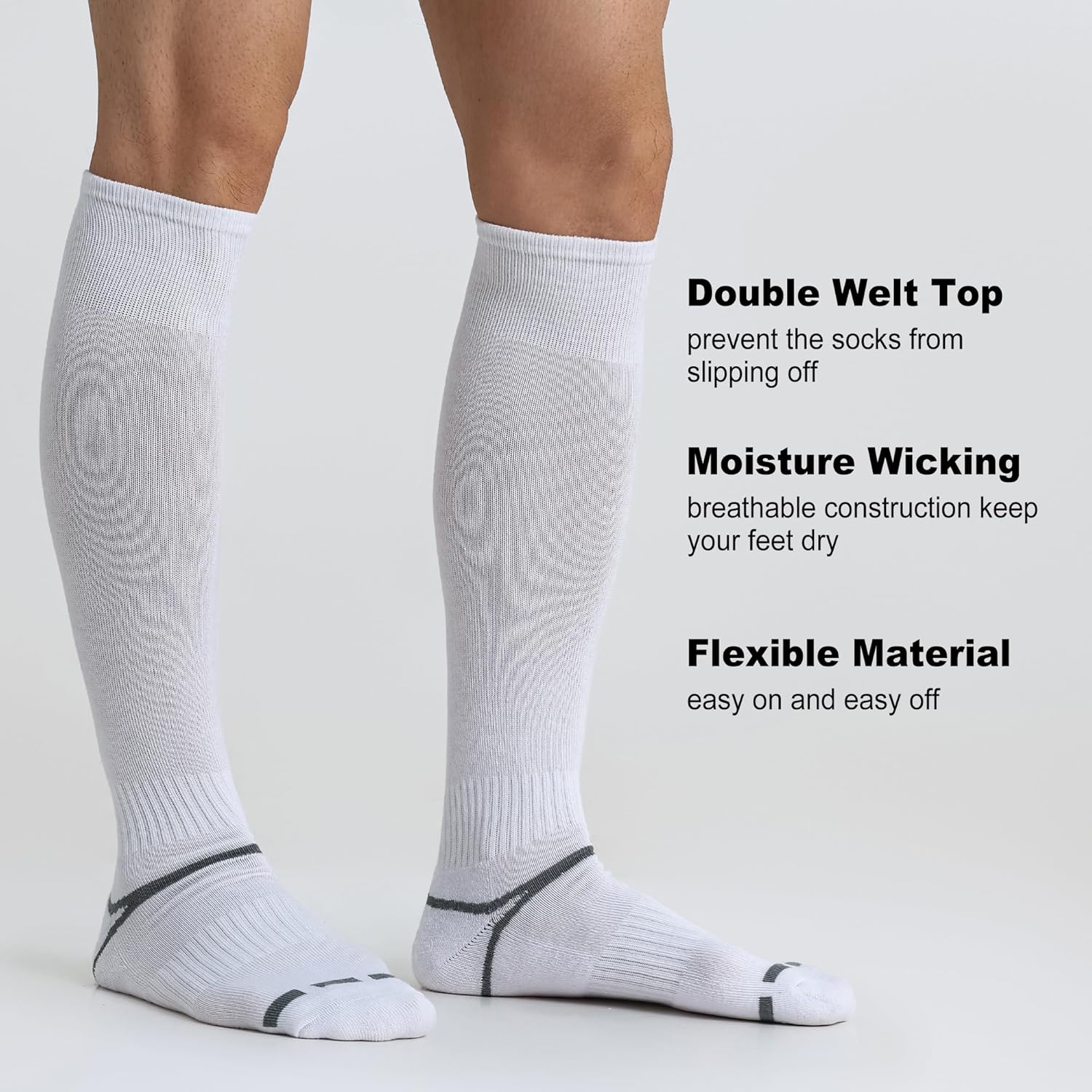 3 Pack Soccer Softball Baseball Socks Football Socks for Youth Men and Women - Image 3