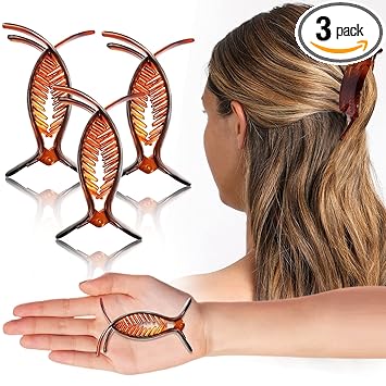 Sanas 3pcs Big Hair Claw, Large Hair Clip, Jumbo Size Banana Clip Butterfly Clutcher Trendy Strong Grip Hair Styling Tools and Accessories for Long Hair Suitable For Women and Girls for Daily Use, Brown Combo (Pack of 3)