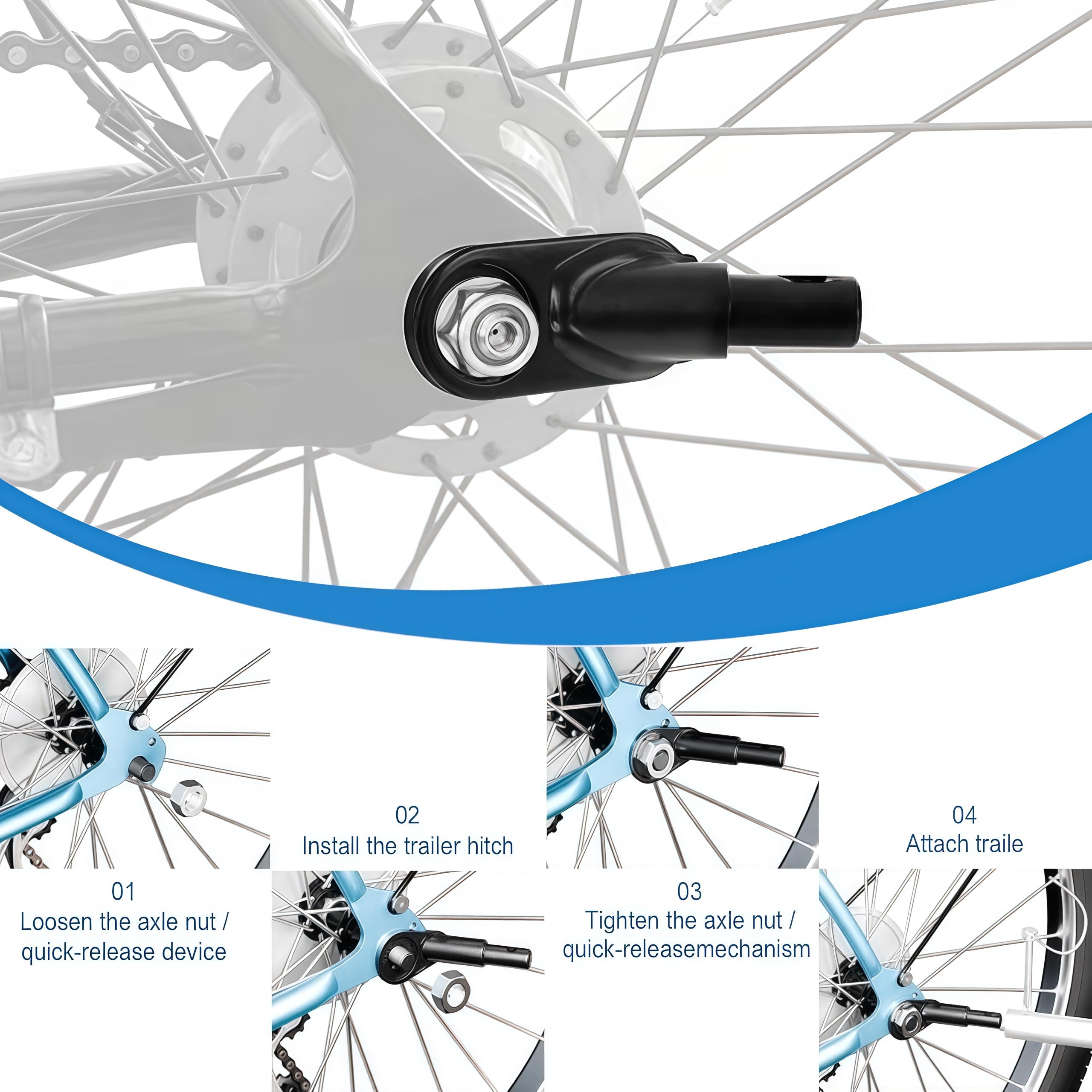 Conector de enganche de remolque de bicicleta, accesorios de adaptador de ciclismo para remolques infantiles, remolques de bicicleta de carga y mascotas 3
