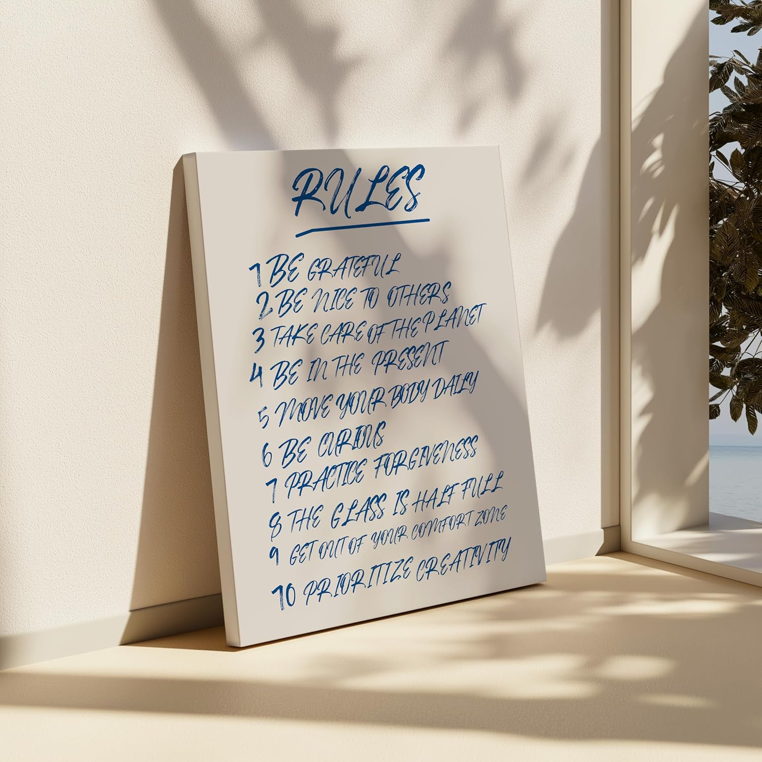 Poster Master Rules Canvas - Blue Typography Print - Preppy & Pop Art - Trendy Gift for Men & Women - Aesthetic Wall Decor for Bedroom, Living Room, Office or Dorm - 8x10 STRETCHED Canvas