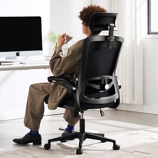 Fizzin Ergonomic Office Chair, 400 LBS Computer Chairs with Adjustable Lumbar Support, Breathable Mesh Desk Chair Ergonomic with Thickened Cushion, Comfy Home Office Desk Chair (Black) - Amazon product rated Grade A