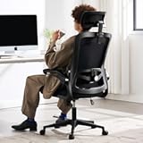 Fizzin Ergonomic Office Chair&comma; 400 LBS Computer Chairs with Adjustable Lumbar Support&comma; Breathable Mesh Desk Chair Ergonomic with Thickened Cushion&comma; Comfy Home Office Desk Chair &lpar;Black&rpar;