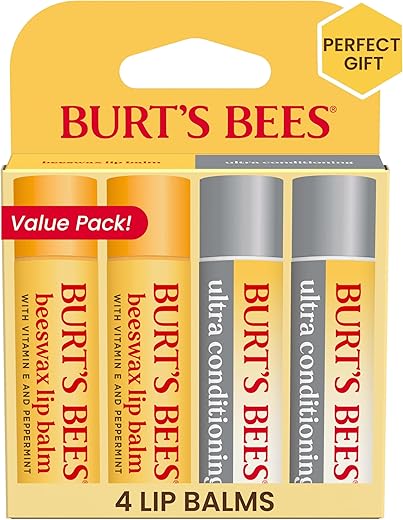 Burts Bees Valentines Day Gifts, Beeswax and Ultra Conditioning Lip Balm Pack,...