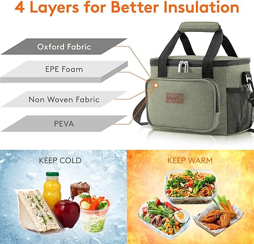 Miniatura 142 de Lifewit Lonchera mediana aislada, suave y refrigerante, para adultos, hombres y mujeres, leopardo, 12 latas (9L)