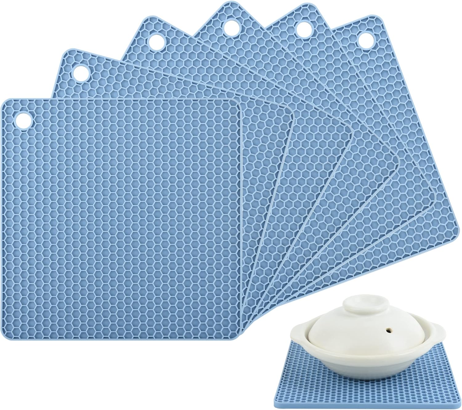 Trivets for Hot Dishes, Hot Pads for Kitchen, Blue Silicone