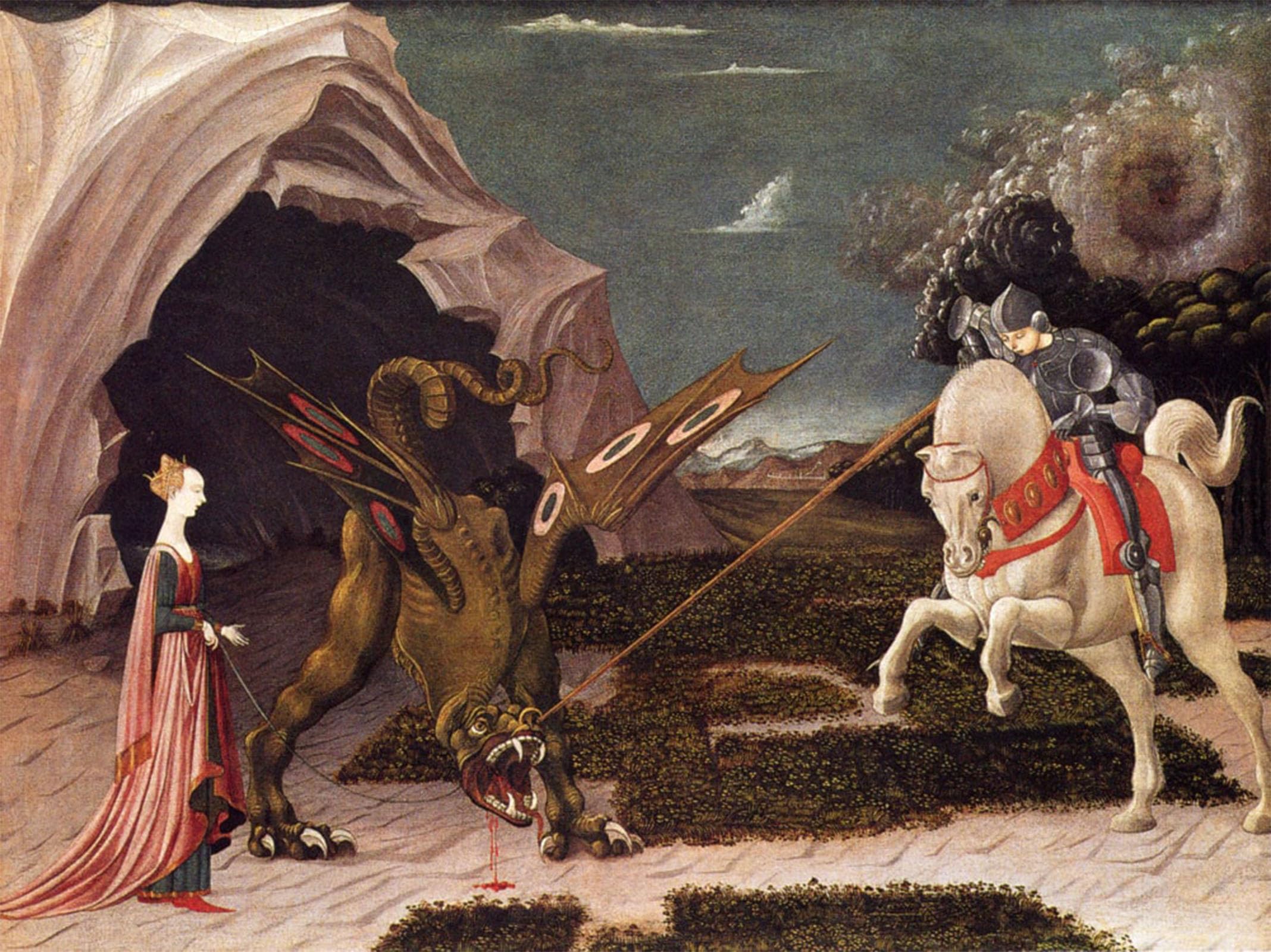 SERENDIPITP Vintage Wall Art Canvas Nordic Poster Canvas Print Picture St. George and the Dragon by Paolo Uccello Wall Art Poster for Home Decor 60x90cm