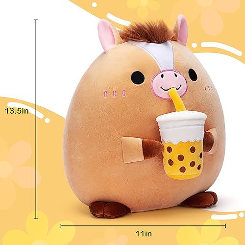 Miniatura 5 de Almohada de caballo original de 13.5 pulgadas, juguete de peluche de gran tamaño, suave y adorable, regalo para niños, mujeres y niñas