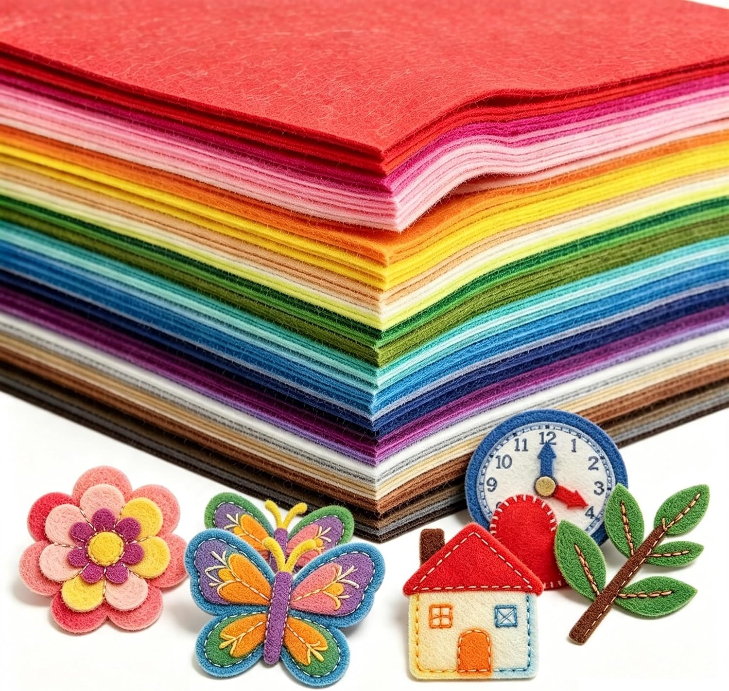 80 PCS Wool Blend Felt Sheets Bulk 1mm Thick 12x12 Inch 40 Assorted Colors