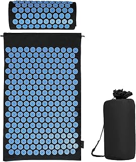 Akupressurmatte mit Kissen für wohltuende Entspannung und Massage, zur Linderung von Rückenschmerzen, Kopf- und Nackenschmerzen, stimuliert Energiepunkte im Körper und stimuliert