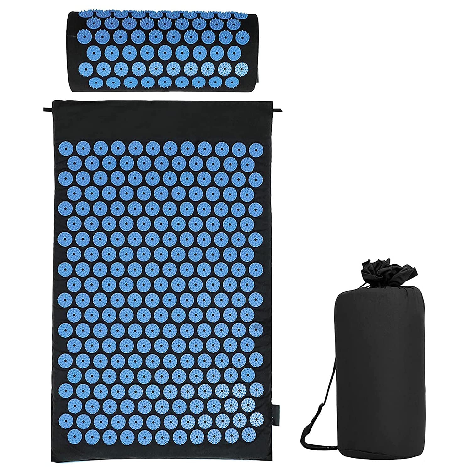 Juego de acupresión con cojín para una relajación y masaje, para aliviar el dolor de espalda, dolores de cabeza y cuello, estimula los puntos de energía en el cuerpo y estimula los puntos de energía