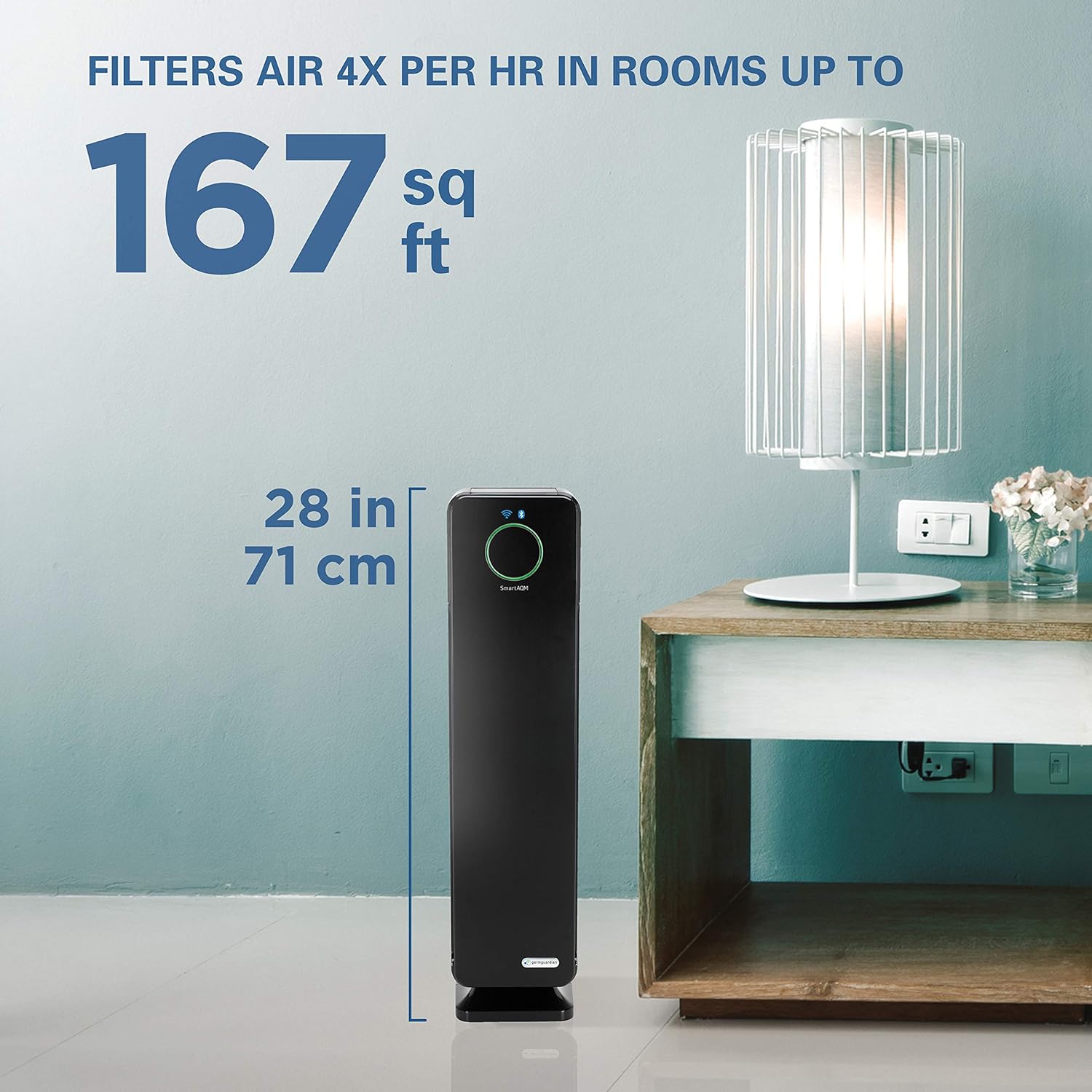 40% оƒƒ Dіѕсоunt GermGuardian CDAP5500BCA WiFi Smart 4-in-1 Air Purifier, SmartAQM Air Quality Monitor, Compatible with Alexa, True HEPA Filter, UV-C Sanitizer, Allergen & Odor Reduction, 28-inch Germ Guardian Air Purifier