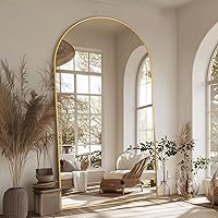 Vista 18 de Espejo de longitud completa, de 59 x 19 pulgadas, de suelo, arqueado, no empotrado, con soporte, colgante, montado para dormitorio, sala de estar
