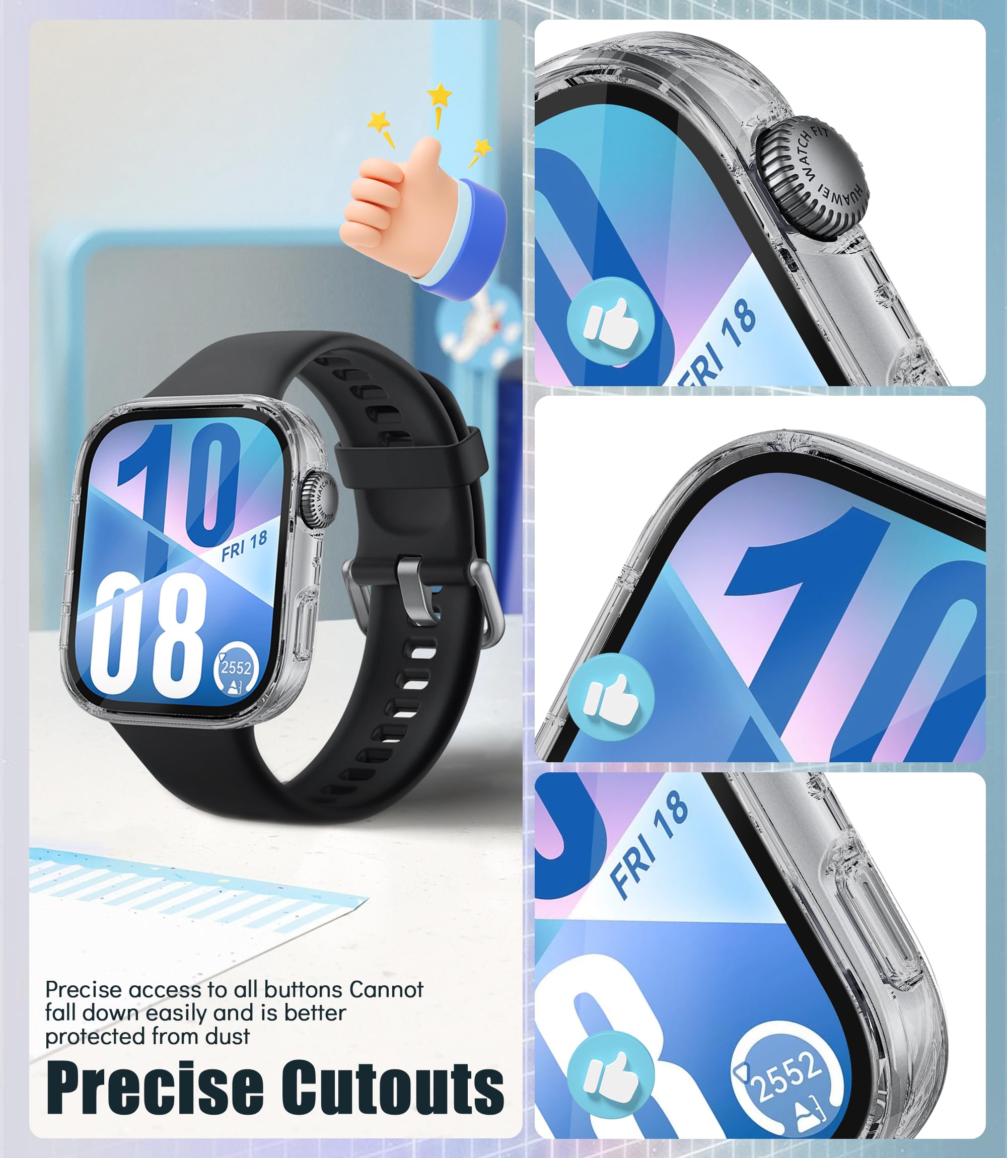 2 sztuki etui do Huawei Watch Fit 4 etui ochronne z ochroną wyświetlacza, twardy PC 360°, ochrona przed zadrapaniami, kurzem, ultracienkie etui ochronne do Huawei Watch Fit 4