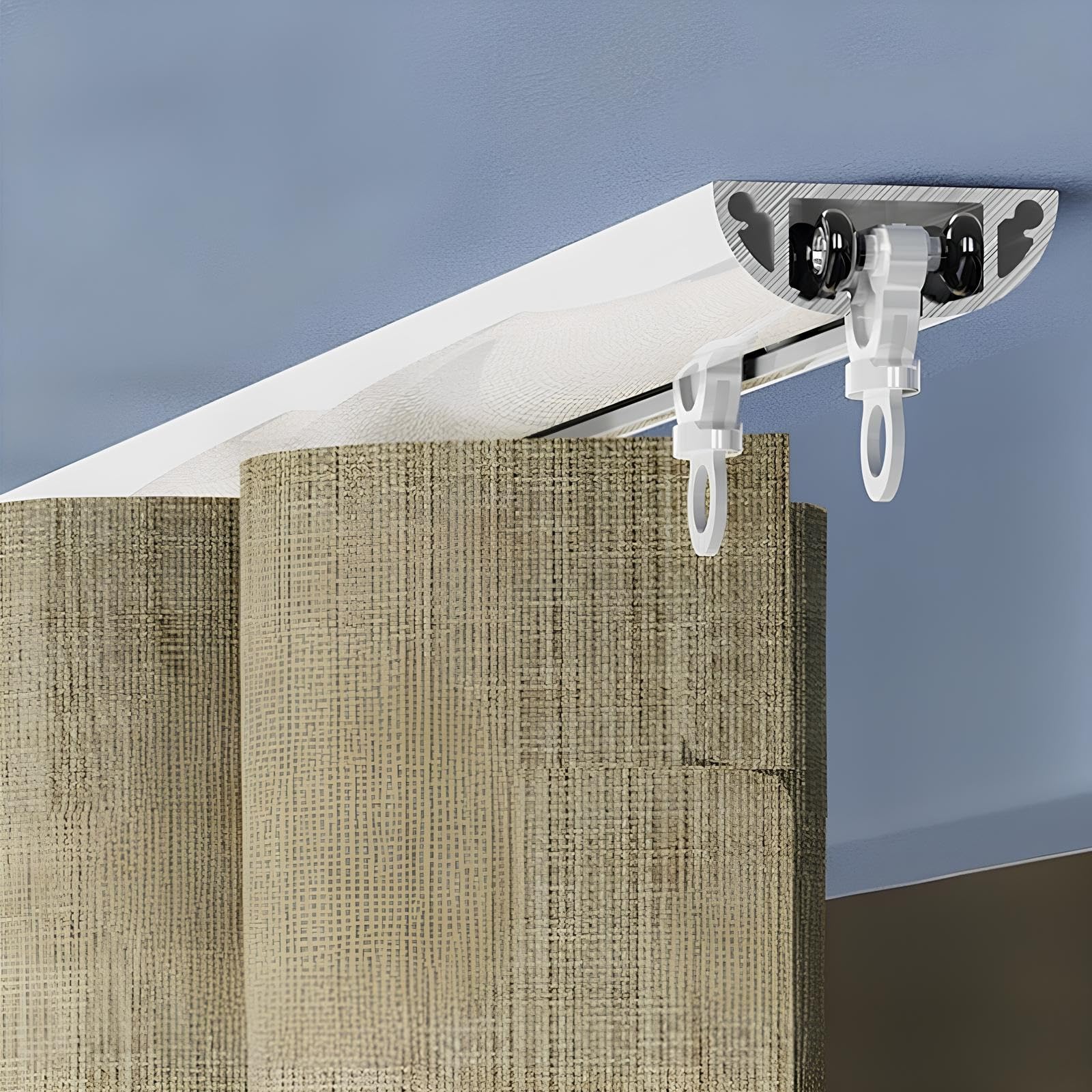 GLDYTVF Ceiling Mount Curtain Tracks for RV Shower - Durable Black/White Aluminium Rod Set 270cm (2x135cm) Complete with Installation Hardware & End Caps Stylish & Functional Solution