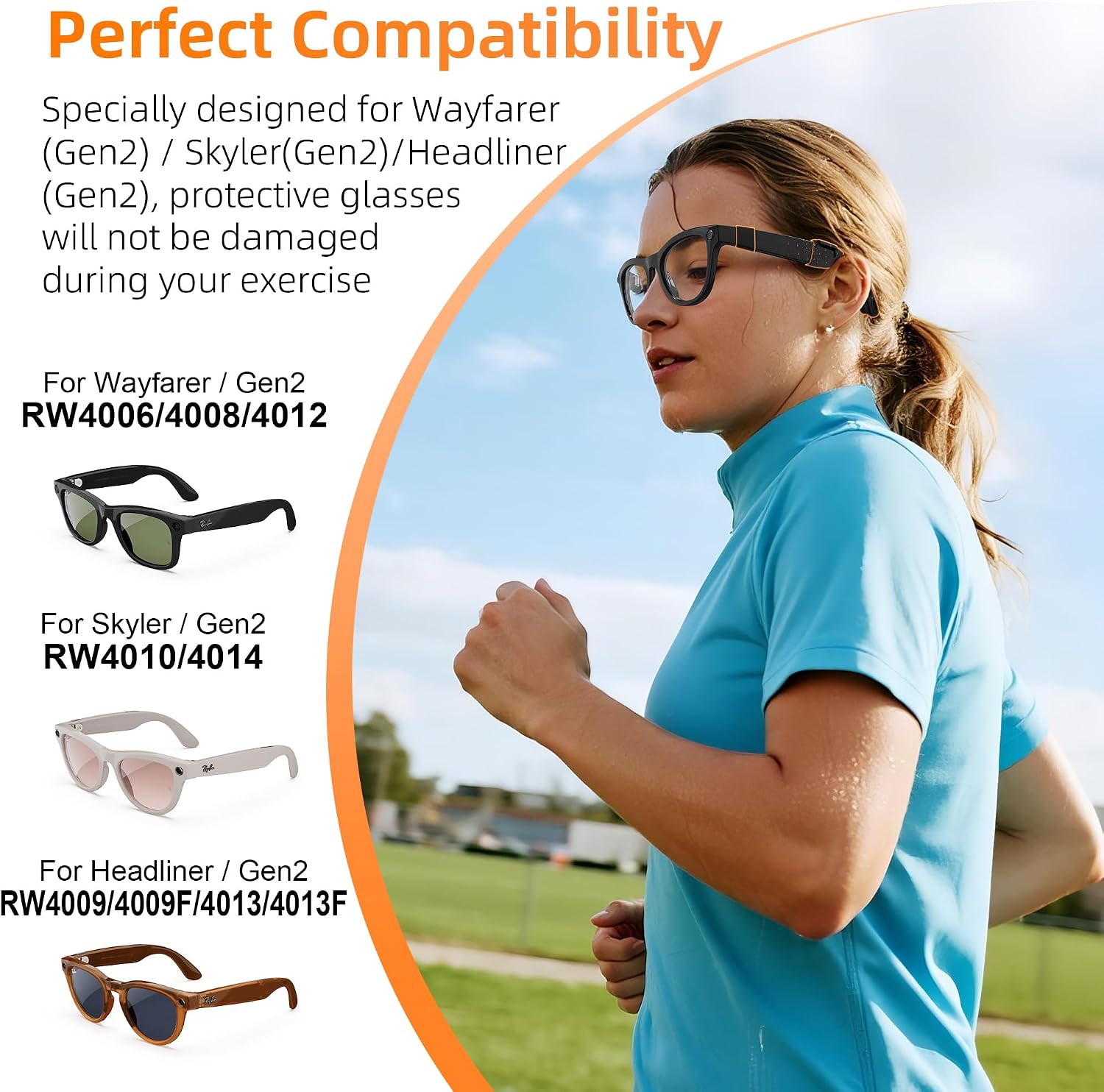 HIBLOKS Waterproof Silicone Cover & Eyeglass Ear Grip for Ray-Ban Meta | Sweat-proof & Anti-slip Protective Set for Ray-Ban Meta Gen 2/1, Meta Adventurer/Fury, Meta Blayzer/Scriber Optics Gen 2