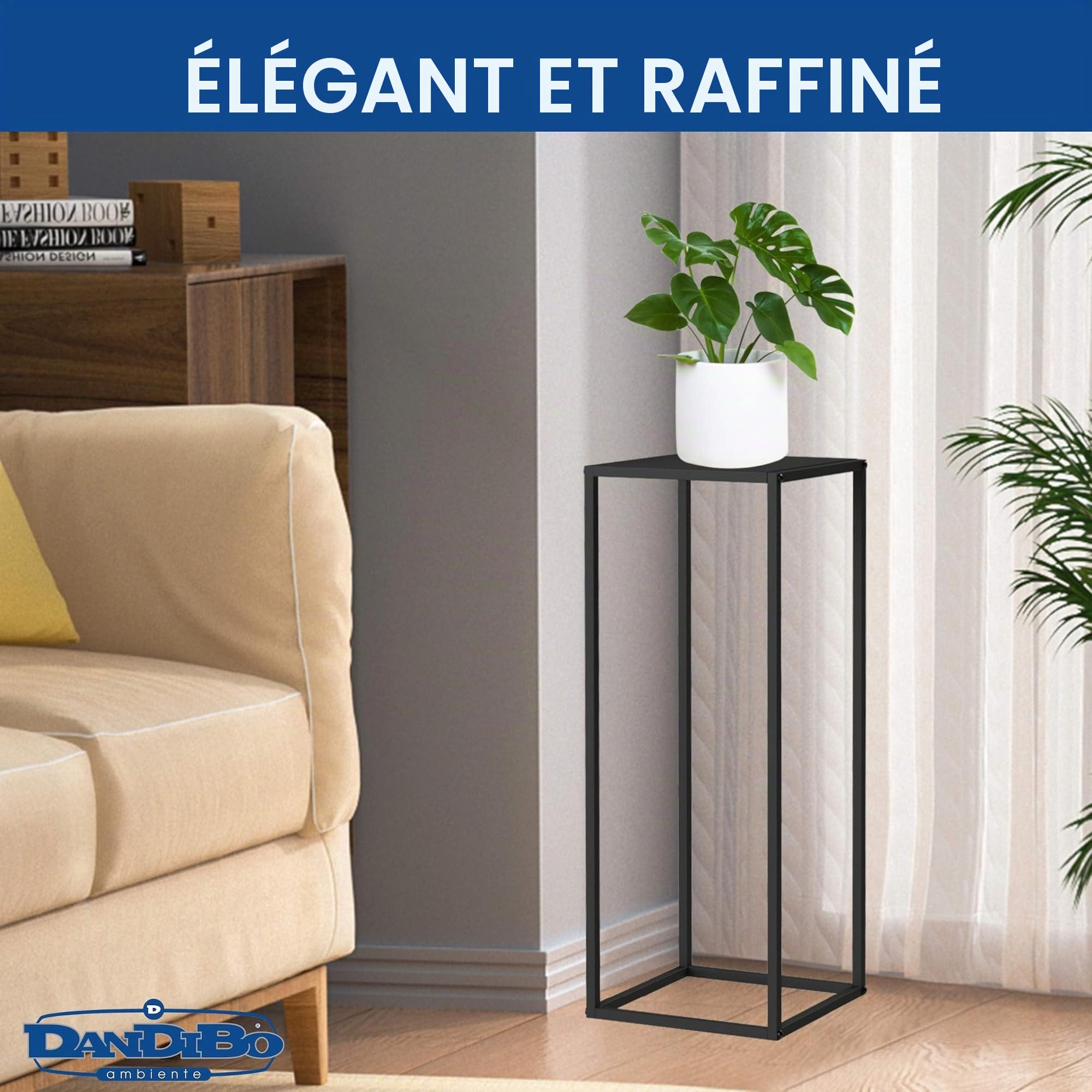 DanDiBo 96588 96588 Support pour plantes rectangulaire en métal noir - 80 cm - Design moderne