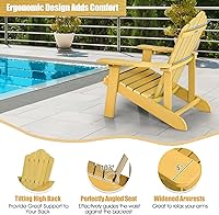 Vista 5 de Giantex Silla Adirondack para exteriores, sillas de patio de gran tamaño con portavasos oculto, veta de madera realista, capacidad de peso de 380