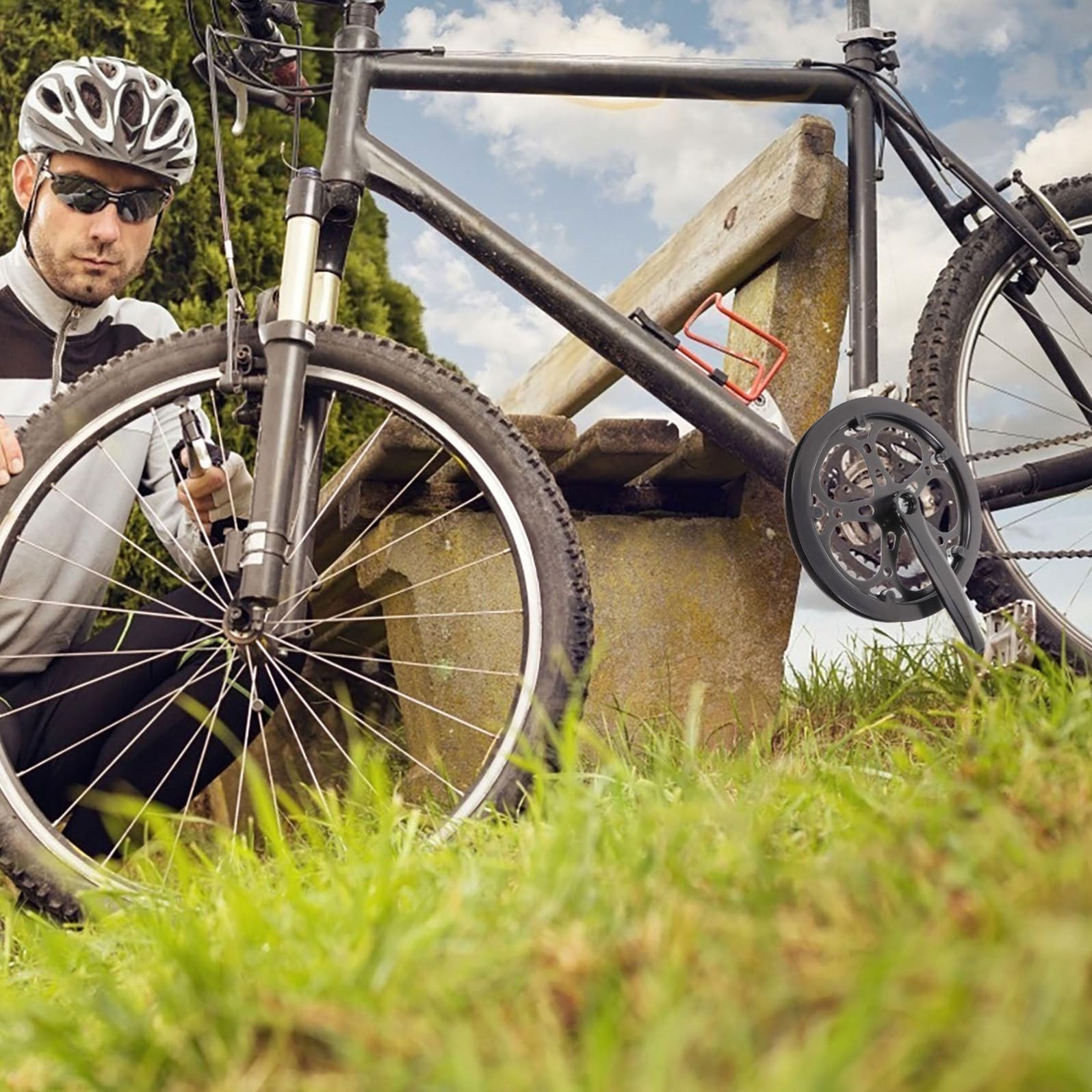 Guarnitura per Mountain Bike e Bici da Pista, Manovella Cava Rimovibile 170 MM Corona Singola da 52 Denti in Metallo, Accessori di Ricambio per Ciclismo Bullone Catena