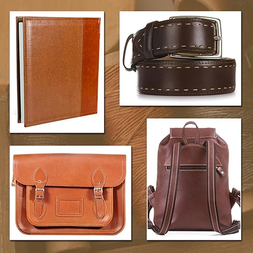 Miniatura 7 de DIUDUS Hilo encerado de 109 yardas, hilo encerado de cuero con agujas de cuero resistente, hilo de cuero profesional para coser a mano, reparación