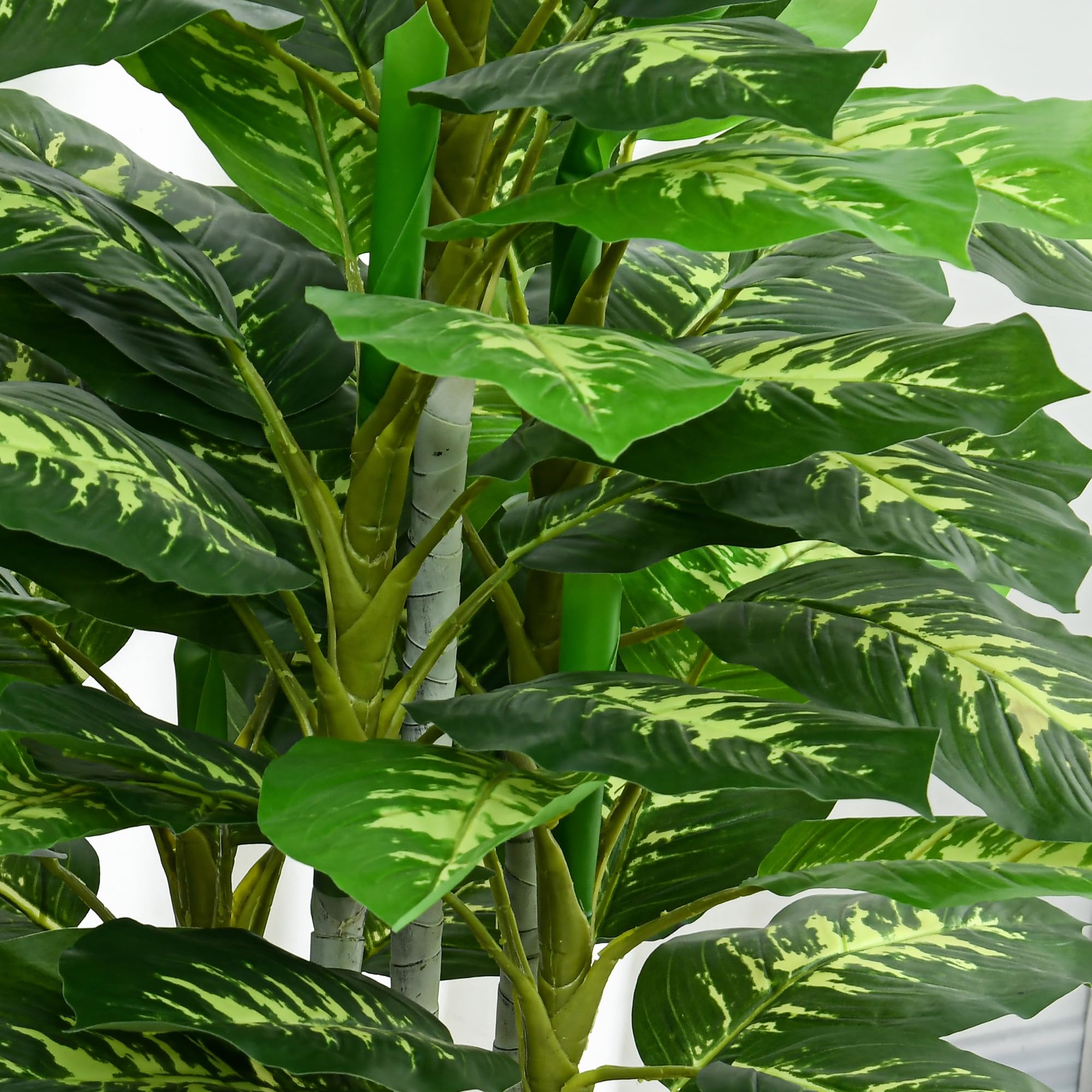 HOMCOM Plante Artificielle Calathea Hauteur 120 cm Pot Ciment Intérieur