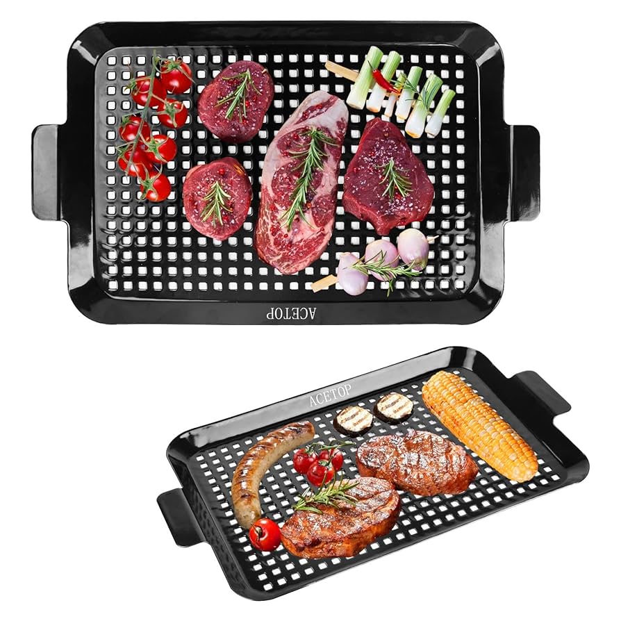 Amazon.com: 2PCS Grill Topper Pans BBQ ACETOP Nonstick