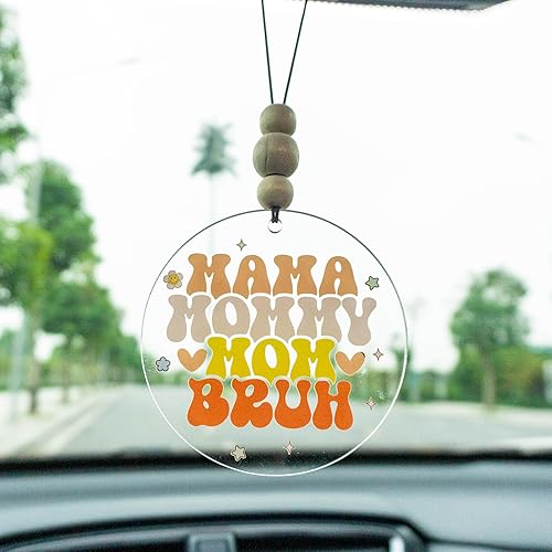 Miniatura 36 de Talataca Adorno plano 2D para automóvil Probably Late for Something y cuentas de madera, cita divertida con cuentas de accesorios para espejo