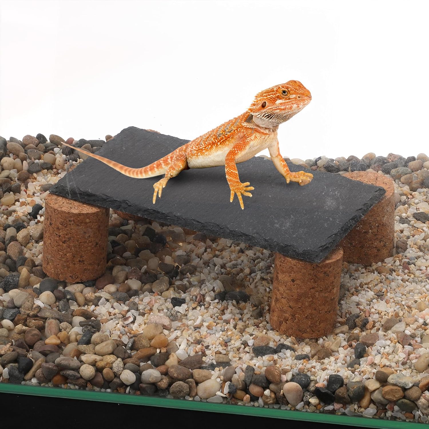 Reptiles Slate Rocks, Basking Surface Reptile Basking Platform, Enhances Climbing Activity, Black Gray, 1 Set