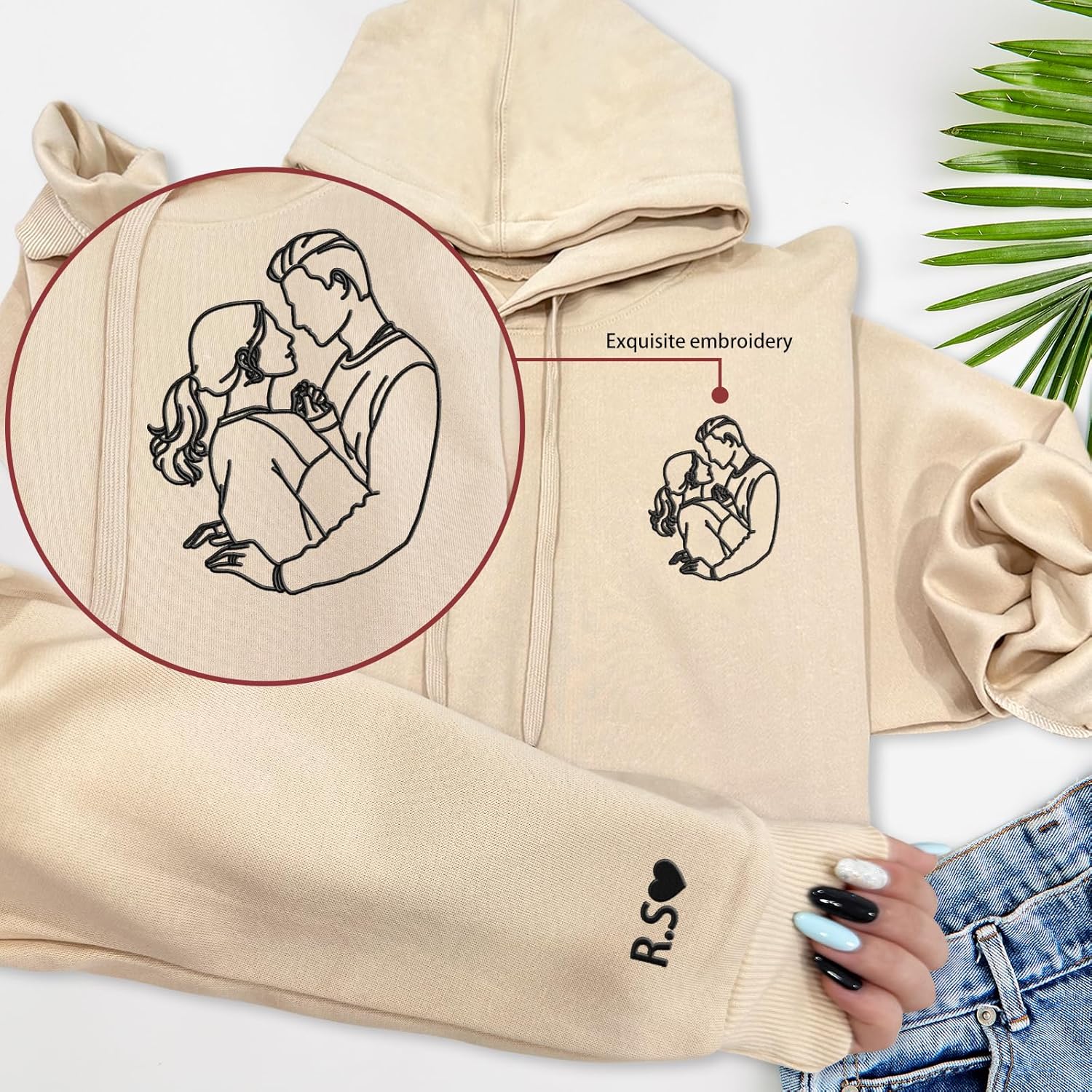 Personalized Valentine's Day Gifts for Him and Her Custom Embroidered Hoodie & Sweatshirt - Image 3
