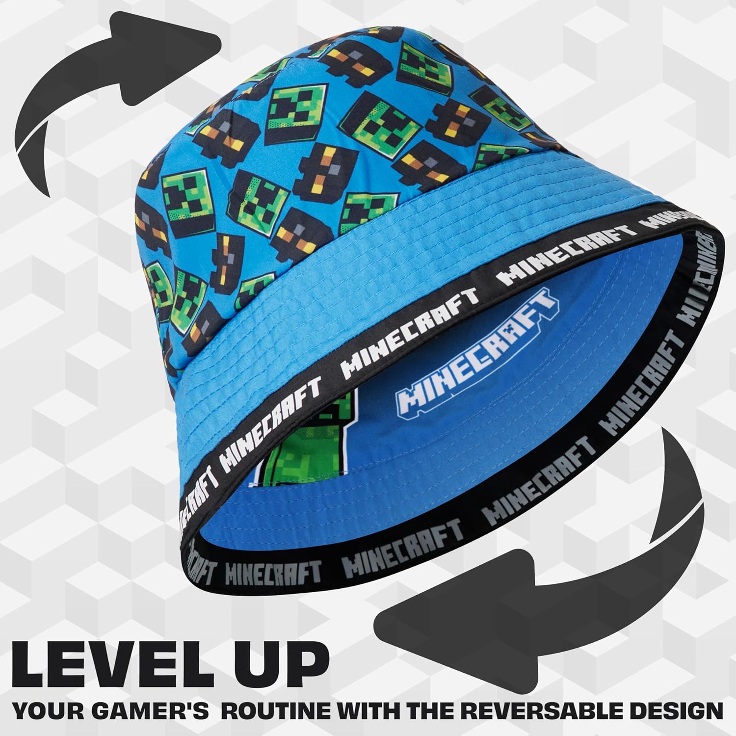 Minecraft Boys Bucket Hat, Sun Hat for Kids Beach Summer Holiday Essentials - Gifts for Gamers