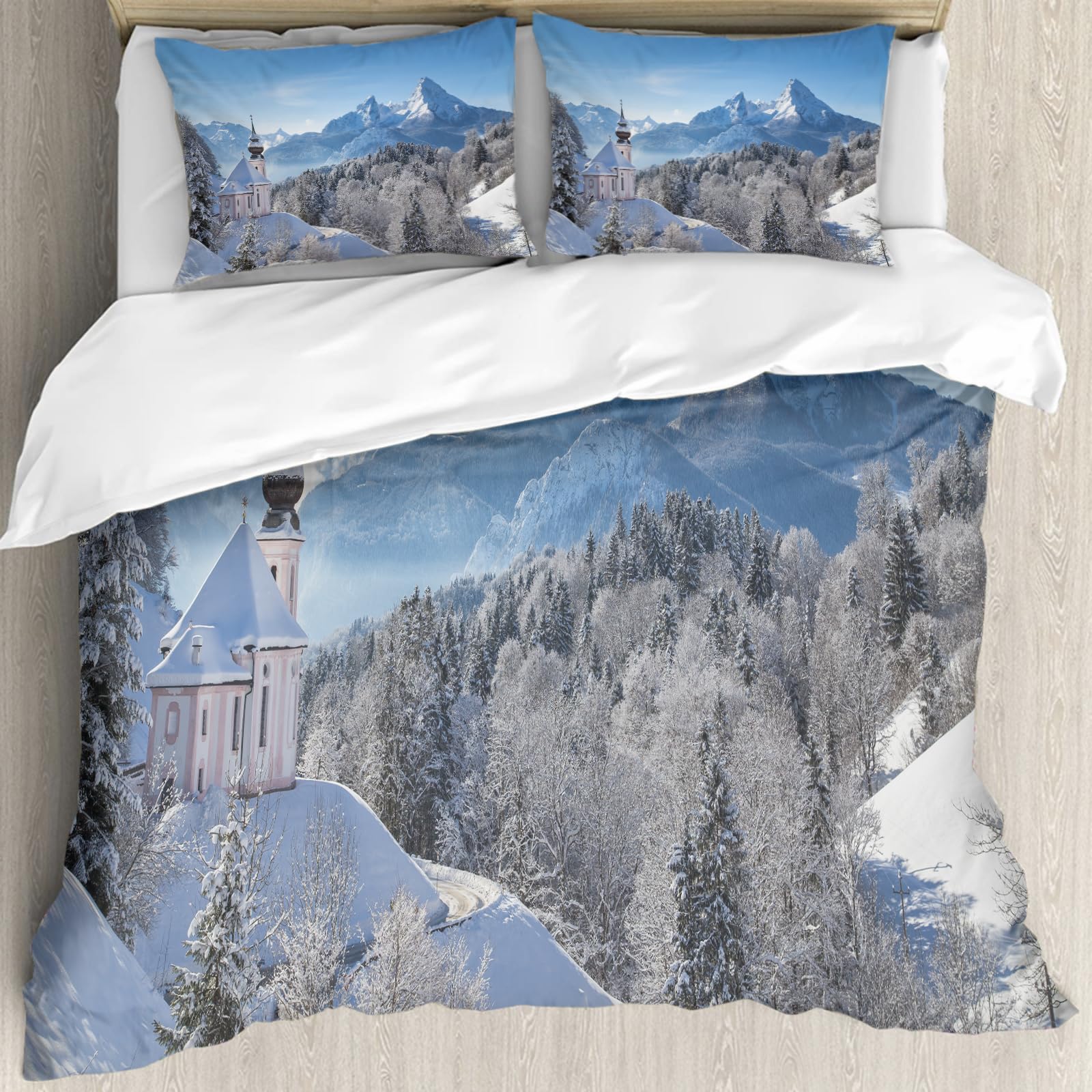 Housse de couette anti-allergique paysage d'hiver 228x264cm