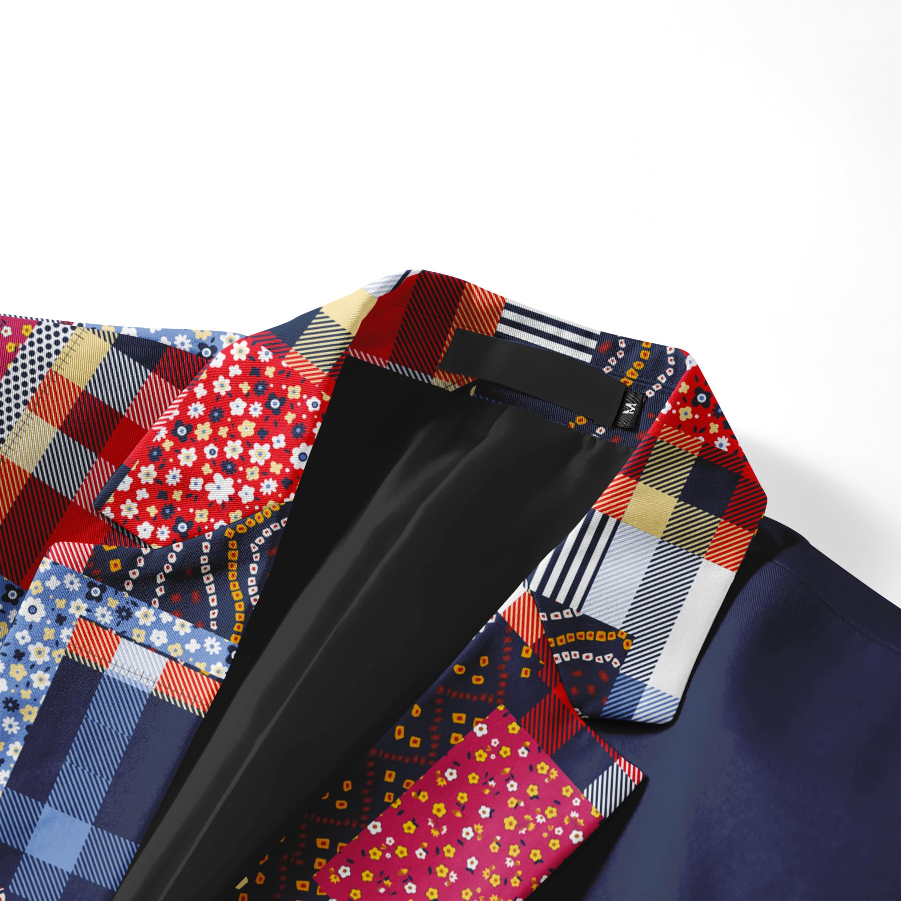 YFFUSHI Blazer Homme à Imprimé Patchwork Slim Fit pour Mariage Soirée | Veste de Costume, Motif Floral, 1 Bouton, Revers Crantés, Loisir, Élégant, Style Sophistiqué